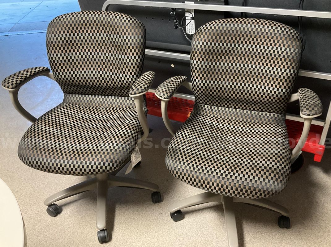 Pair of Haworth Ergonomic Office Chairs – Checkerboard Pattern