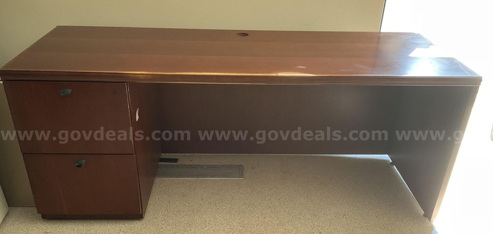 Kimball Executive Wood Office Desk w/ 2-Drawer File Cabinet 72x24x29