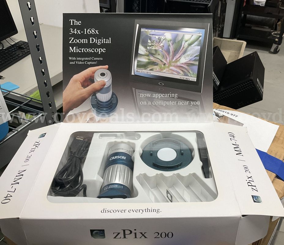Carson zPix 200 Digital Zoom Microscope 34x-168x MM-740 Complete Boxed Set