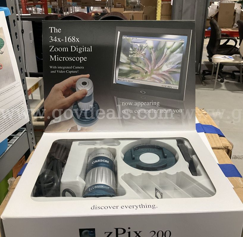 Carson zPix 200 Digital Zoom Microscope 34x-168x MM-740 Complete Boxed Set