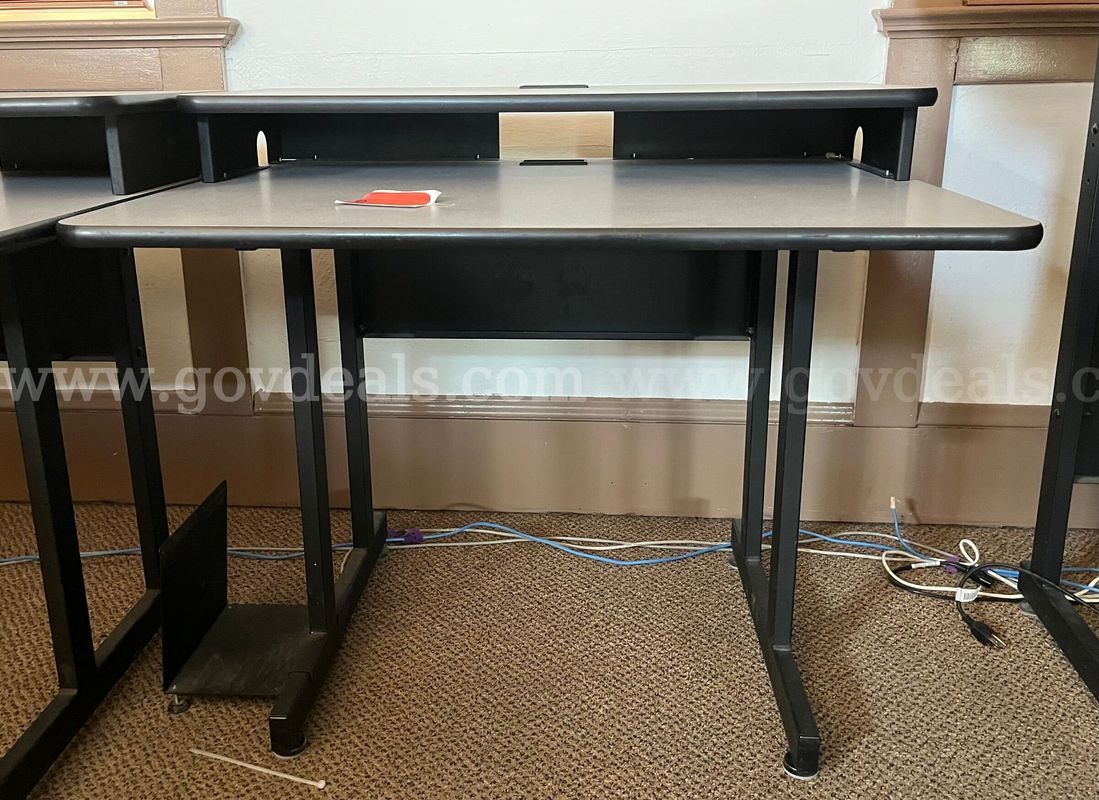 Office Workstation Desk with Monitor Riser