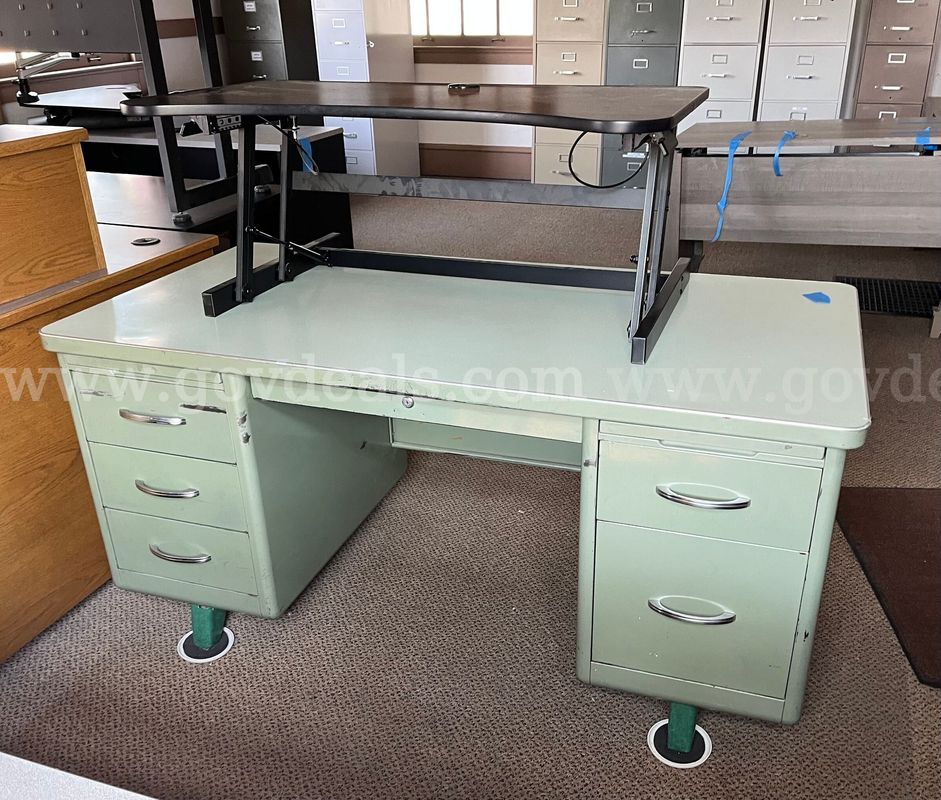 Vintage Steel Pedestal Desk
