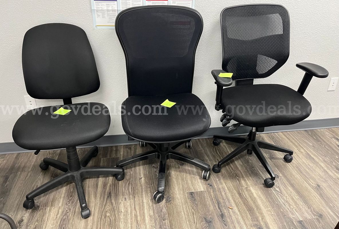 Three Misc. Black Office Chairs