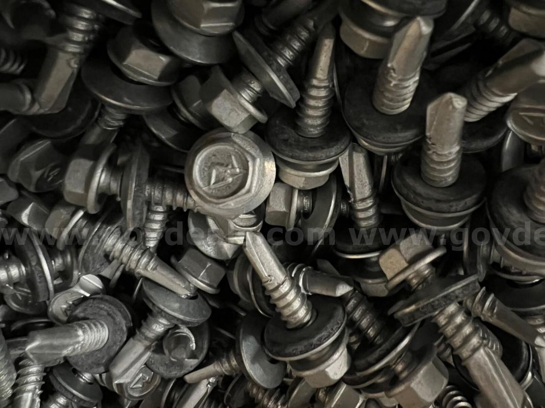 50 Pcs Hex Washer Head 1410- 14x1 Self Drill Coated Silver W/Bonded Washer 3/8" *Will Ship*