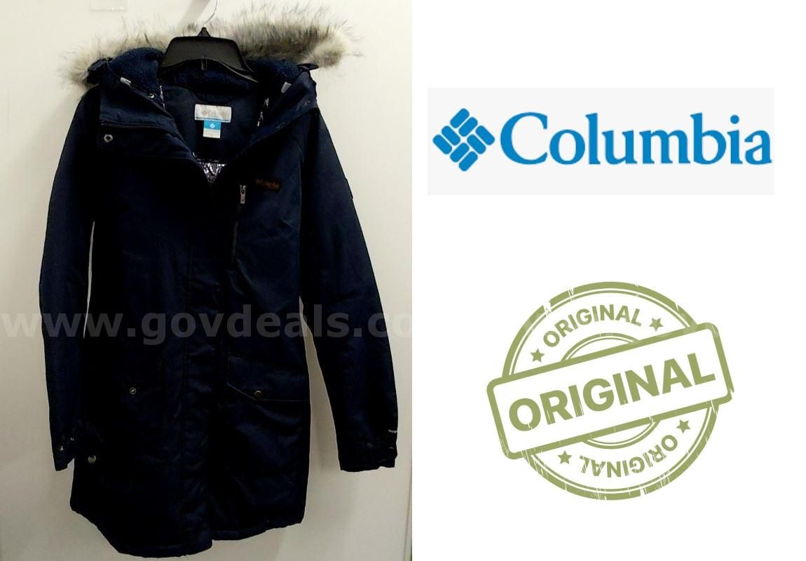 Original Columbia Women's Rain Coat Dark Blue Size XS Long Jacket
