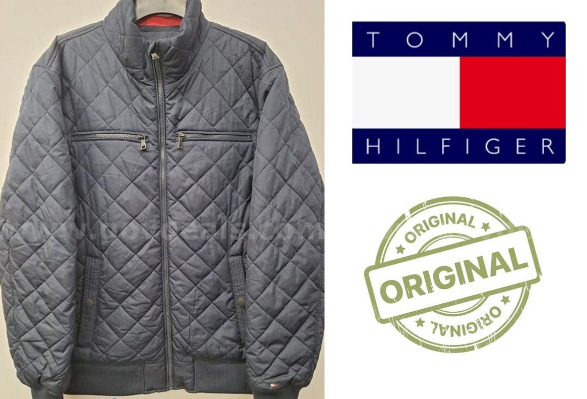 Original Tommy Hilfiger Men's Hoodless Quilted Puffer Navy Blue XL Jacket Coat