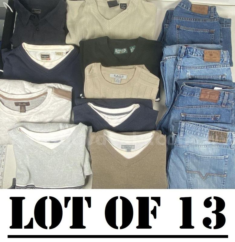 Lot of 13 - Clothing Assorted Bundle - Sweater / Shirt / Jeans - Various Brand & Size