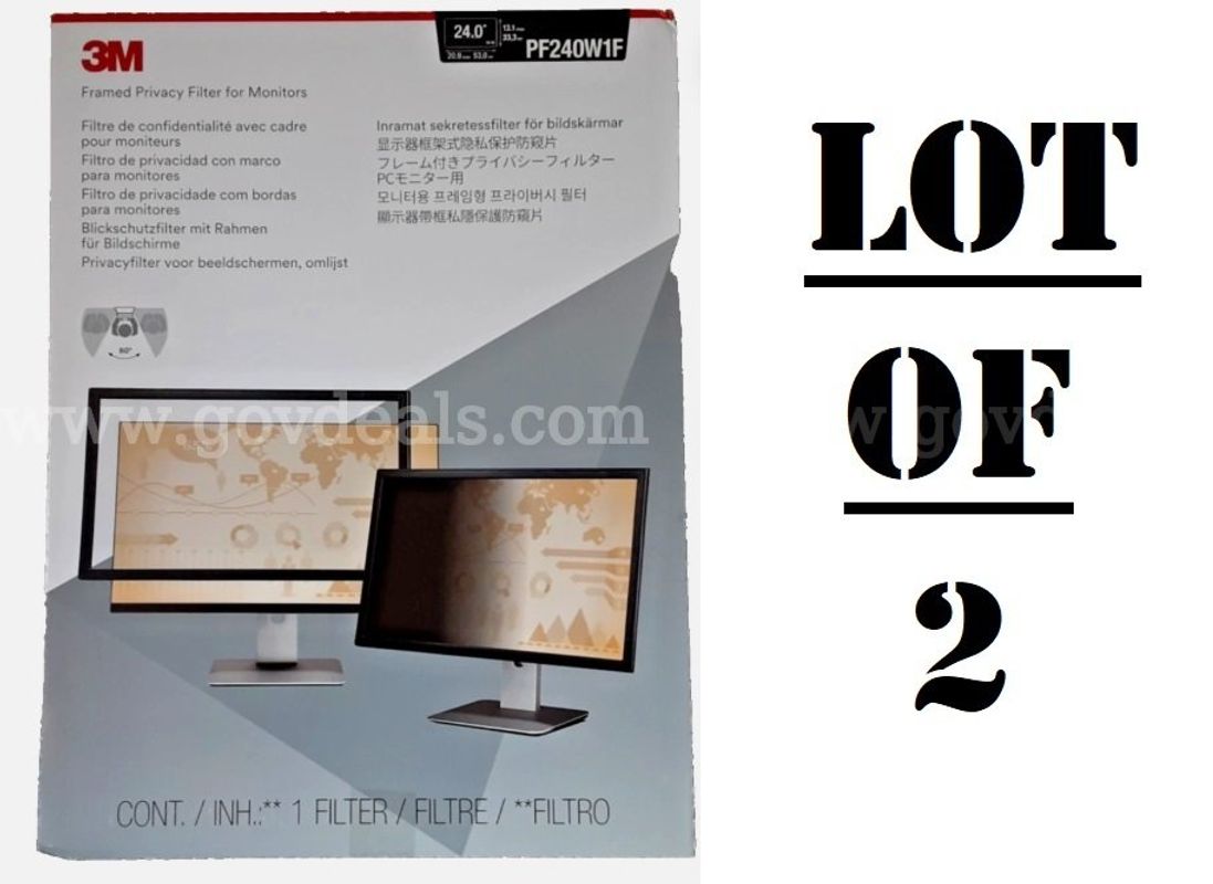 Lot of 2 - 3M PF240W1F Framed Privacy Screen Filter 24-inch Diagonal Widescreen Monitors