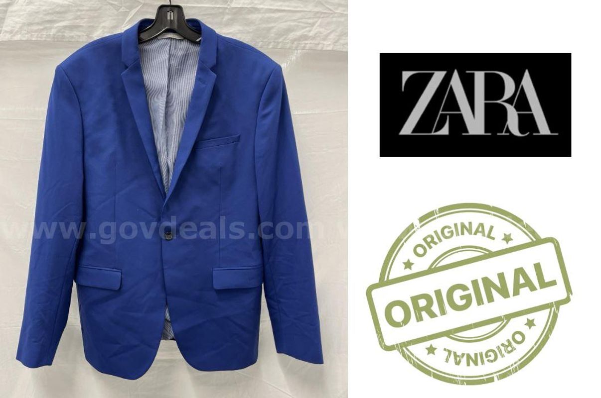 Authentic Original Zara Man Blue Blazer Jacket Coat Single-button - Size EUR 54 / USA 44 / MEX 54