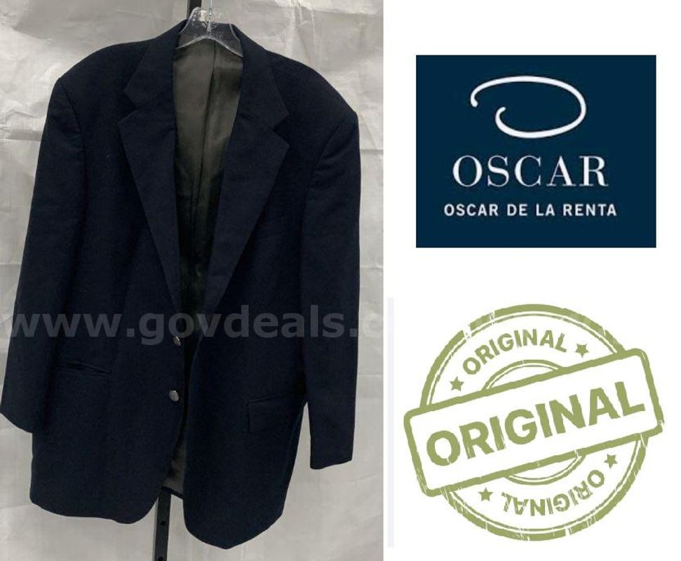 Authentic Original Oscar De La Renta Men's Dark Navy Wool Sport Coat Blazer Jacket - Size 44R