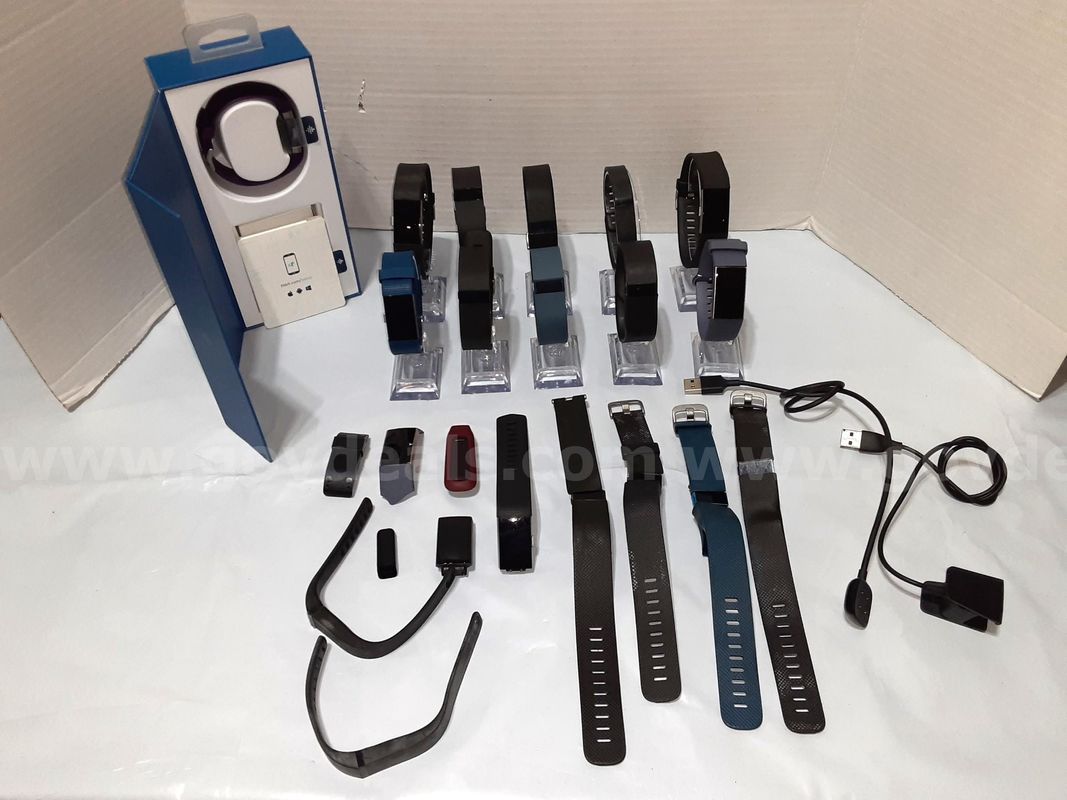 Lot of 23 - Fitbit Smart Fitness Trackers & Charging Dock