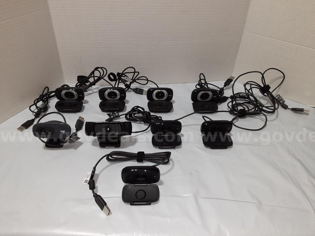 Lot of 9 - Logitech Webcam 1080p / 720p / Etc. USB Web Camera