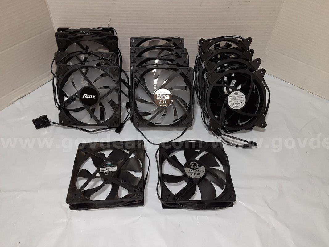 Lot of 14 - Computer Desktop Case Cooling Fan 120mm Zalman / Thermaltake / Ruix / Etc.