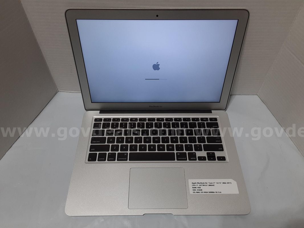 Apple MacBook Air A1369 Laptop 13" Intel Core i7-2677M 1.80GHz 4GB RAM 256GB SSD HIGH SIERRA