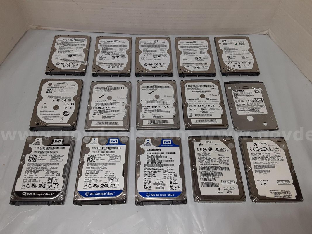 Lot of 15 - Laptop Hard Drive 1TB / 500GB / Etc. - Western Digital / Seagate / Samsung / Etc. - 2.5in Hard Disk HDD