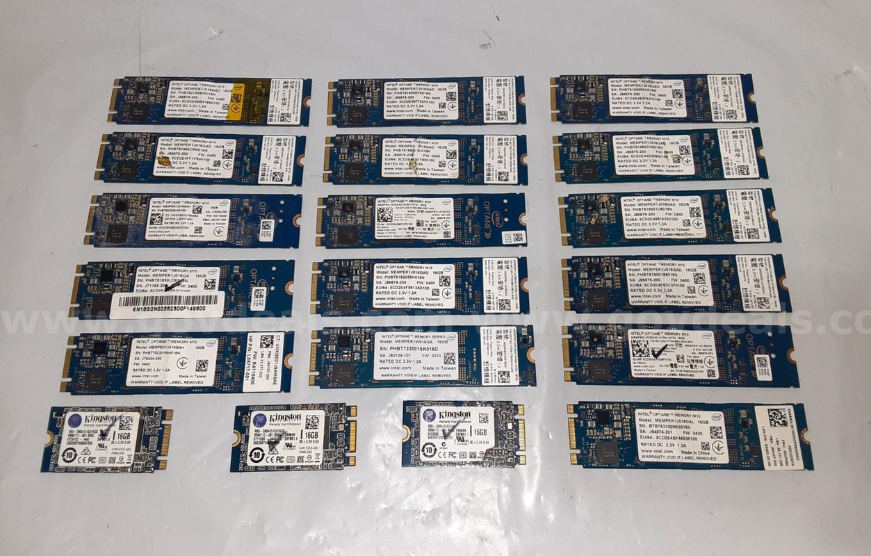 Lot of 19 - M.2 SSD 16GB SATA Solid State Hard Drive - Intel / Kingston