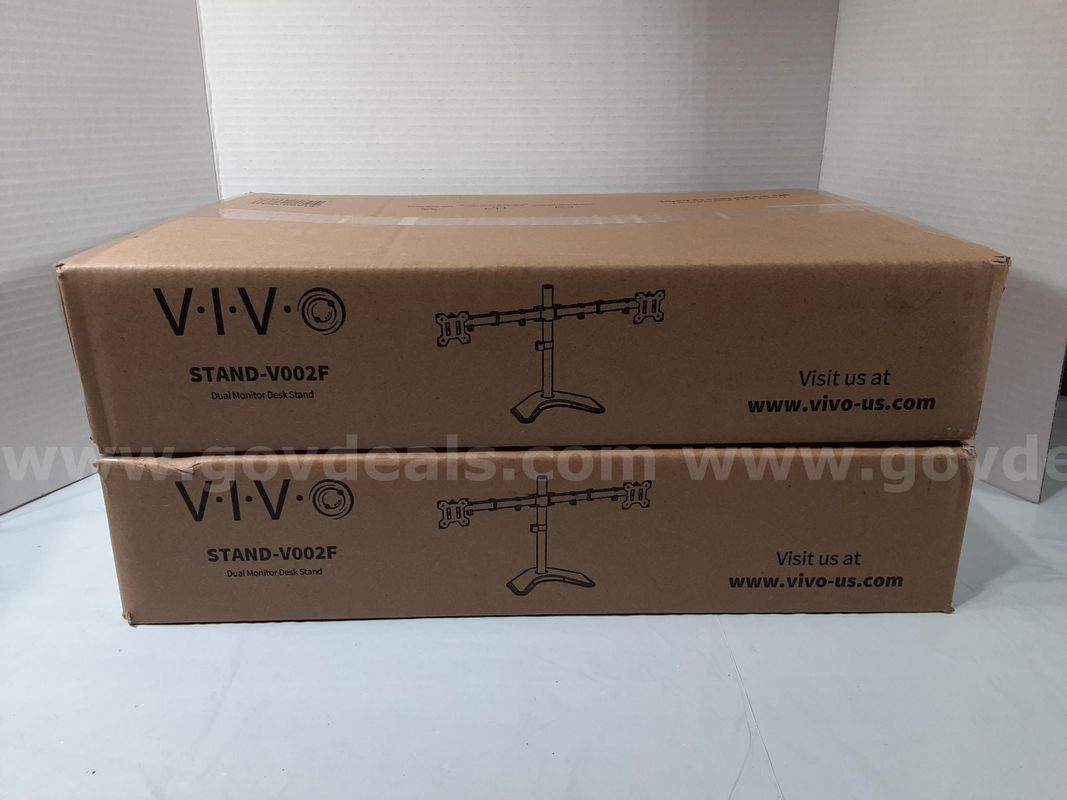 Lot of 2 - VIVO Dual Monitor Desk Mount Stand STAND-V002F Adjustable Fitting Two Screens Up to 27inch