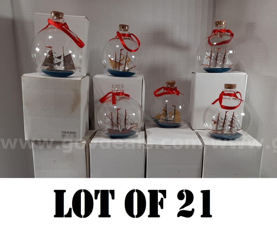 Lot of 21 - Original Ganz Sailing Boat in Wishing Bottle Glass Cork Drift Decor Nautical Ship Ornament