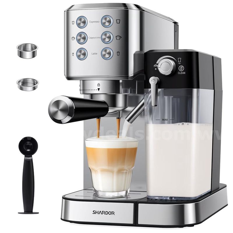 SHARDOR 20 Bar Espresso Machine with Milk Frother Stainless Steel Coffee Maker