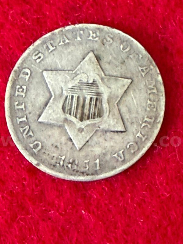 1851 Silver 3 Cent  beautiful coin
