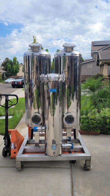 Custom 304 Stainless Steel Dual Vessel Treatment & Filtration Skid – 20" x 6' Tanks + Polishing Vessel