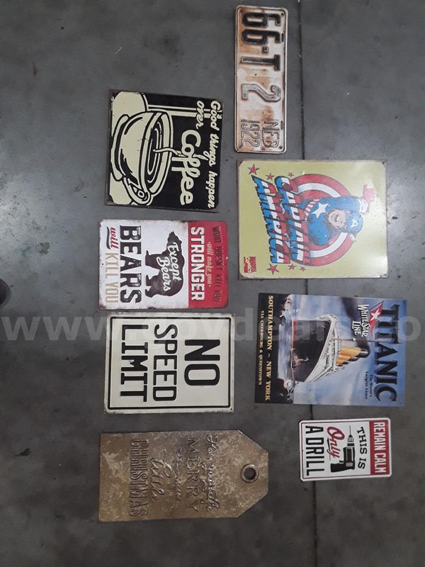 Lot of (8) Vintage Metal Signs