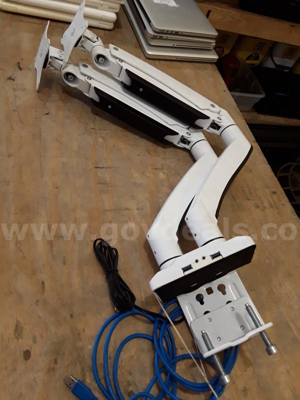 White Dual Monitor Mount
