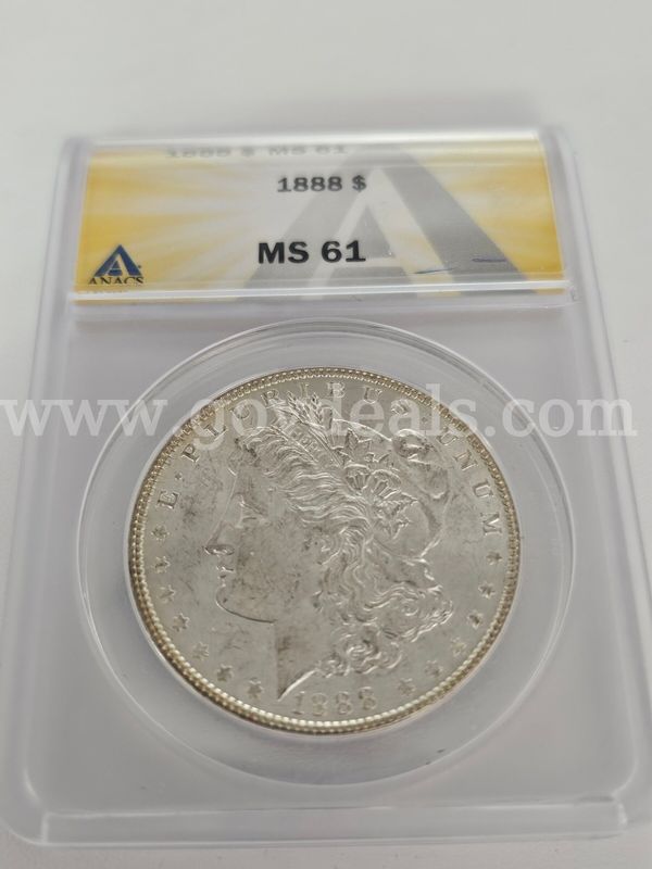 1888 U.S. Silver Dollar Slab Graded MS 61 Great Investment