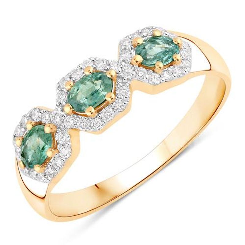 18K Yellow Gold Natural Alexandrite Diamond Ring