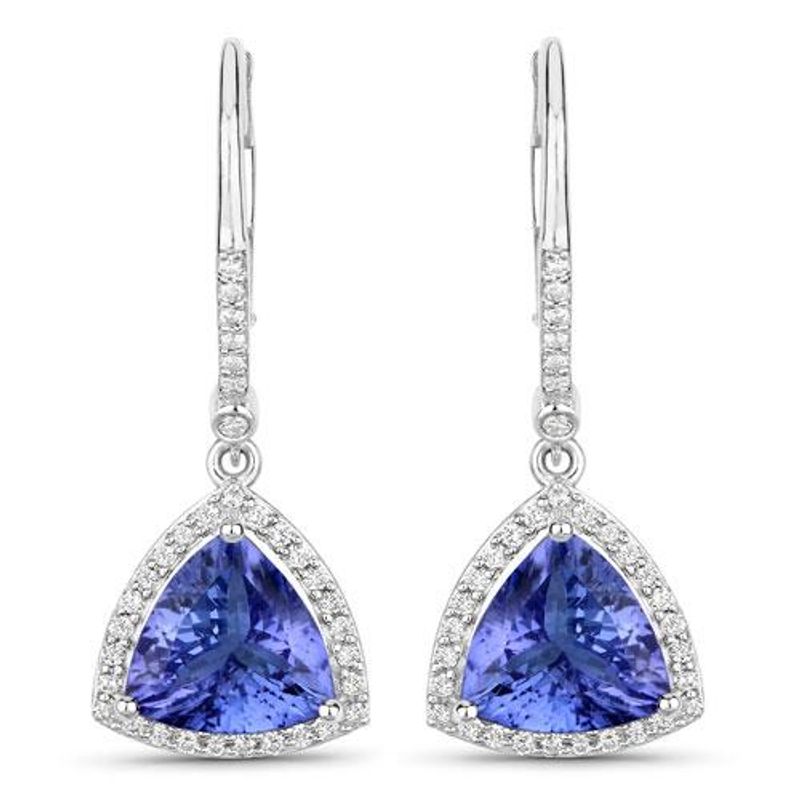14K White Gold Tanzanite Diamond Earrings