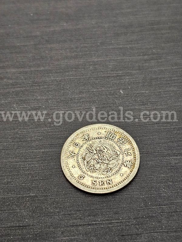 Very Early Dated Japan Dragon 5 Sen Silver Coin, Very Rare