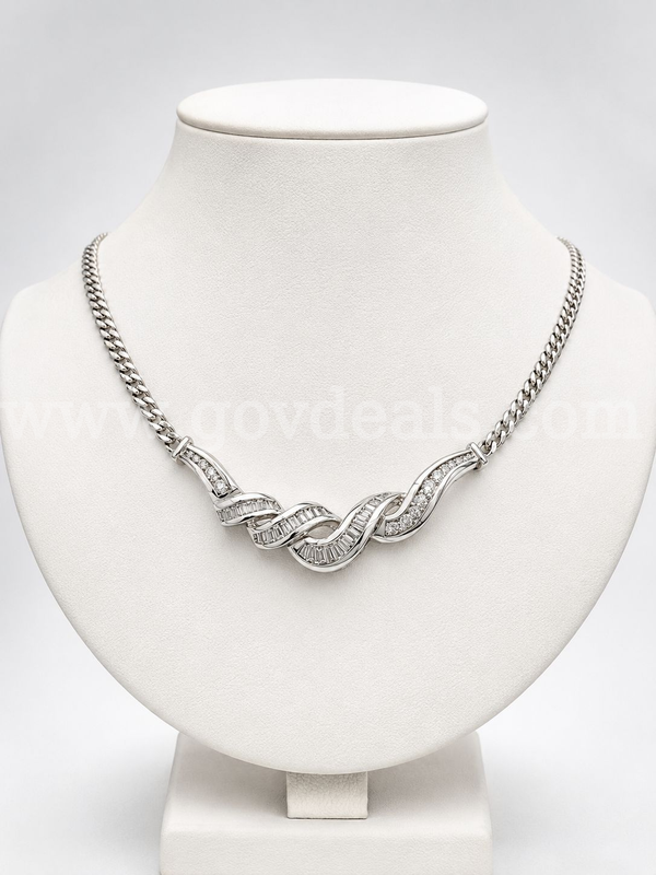 Designer 14K Gold Ladies Diamond Necklace 1.60CT of Diamonds, 46 total stones App $6,930