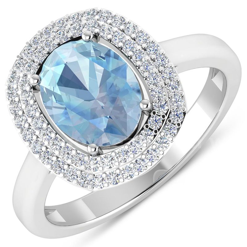 14K White Gold Ladies Designer Natural Aquamarine & Natural Diamond Ring Appraised at $4790.00