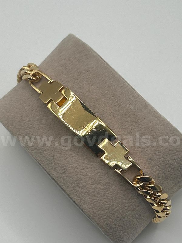 Attractive 8” ID Curb Link Bracelet. 24k Real Gold Plated.
