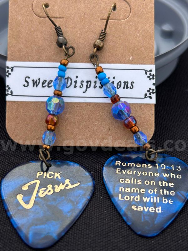 Pick Jesus Guitar Pick Earrings. AZ SMALL BUSINESS! READ ⬇️