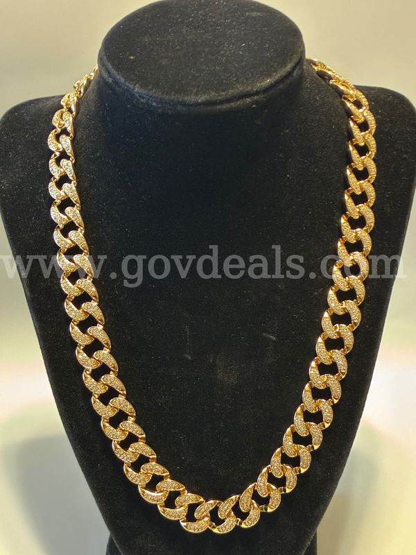 20” Iced-Out Cuban CZ Link Chain 24K Real Gold Plated