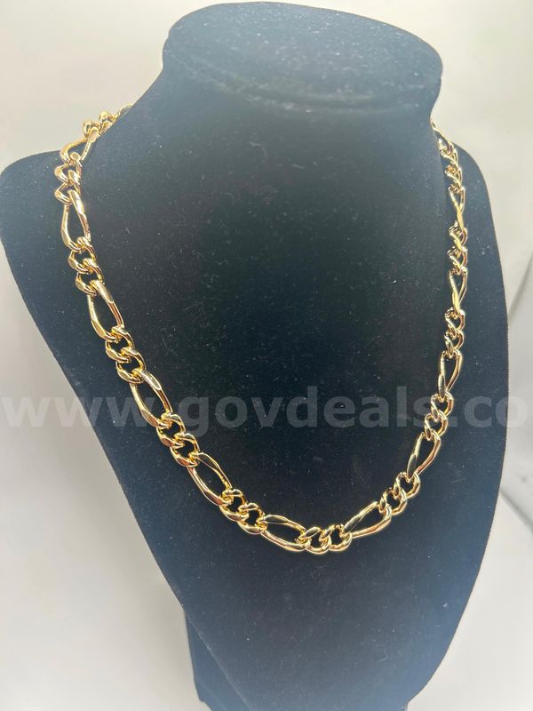 16 Inch, Twisted Figuero Necklace.24K Real Gold Plated