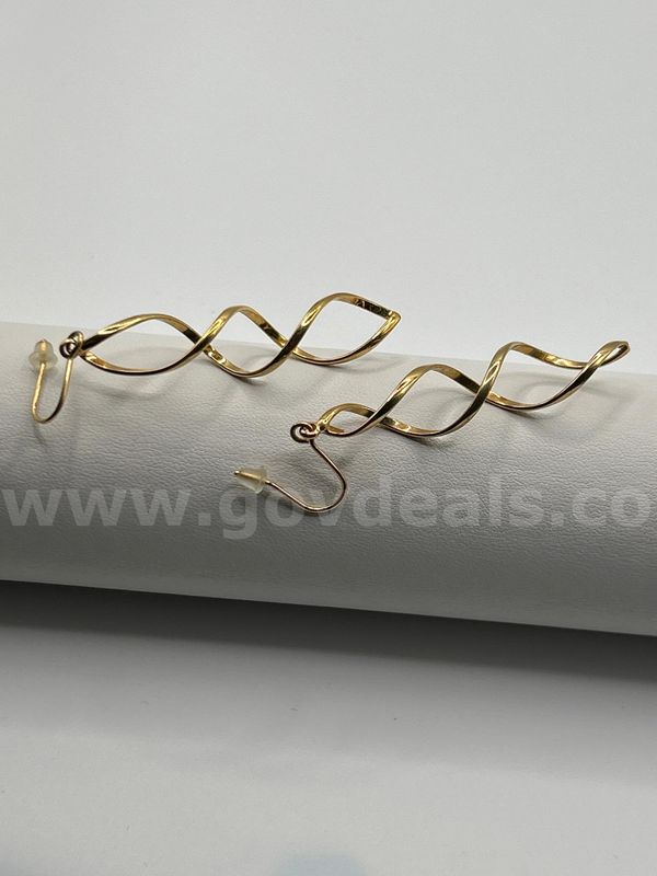 Unique Swirl Earrings. 24K Real Gold Plated