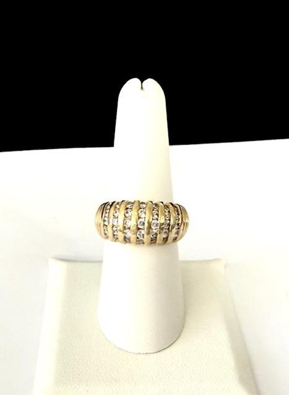 Beautiful, Ladies, 24k Gold Filled, Size 8 CZ Dome Ring