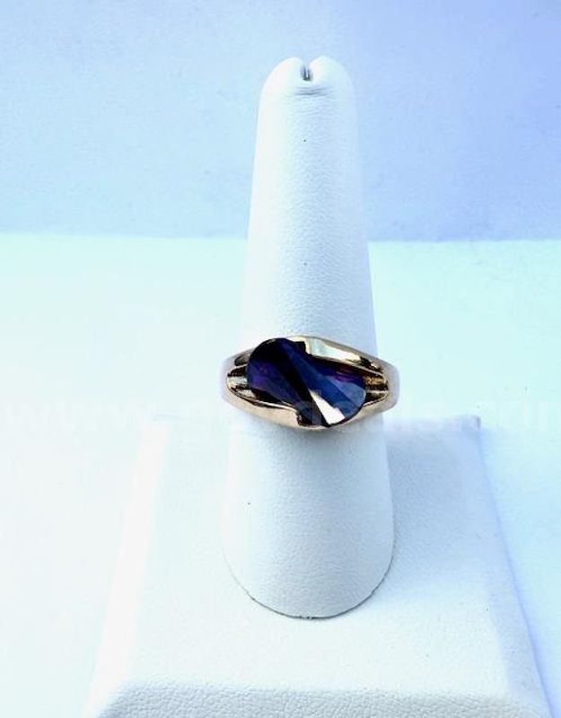 Unique, Ladies, Real 24k Gold Filled, Size 8 1/2, CZ Amethyst Ring