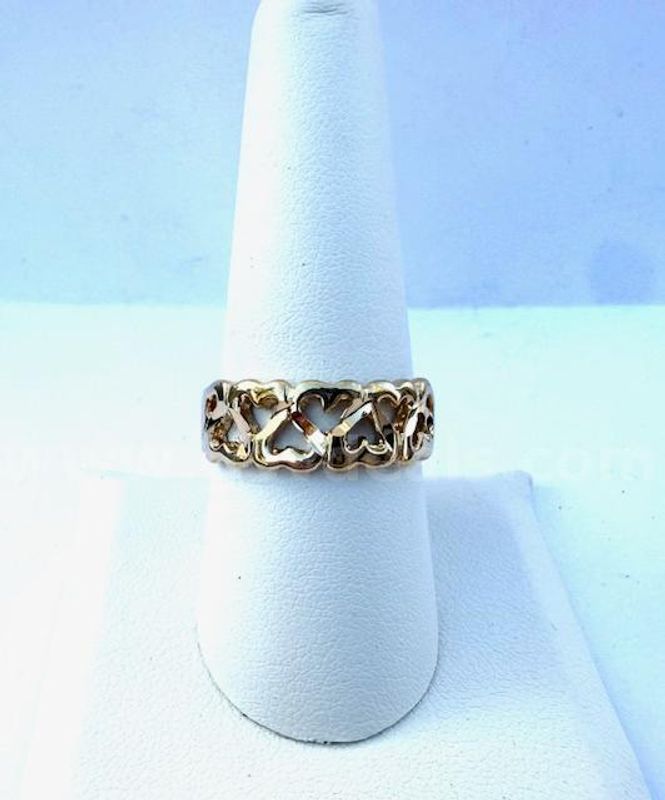 Beautiful, Ladies, Real 24k Gold Filled, Size 9, Diamond Cut, Heart Cut Out Ring