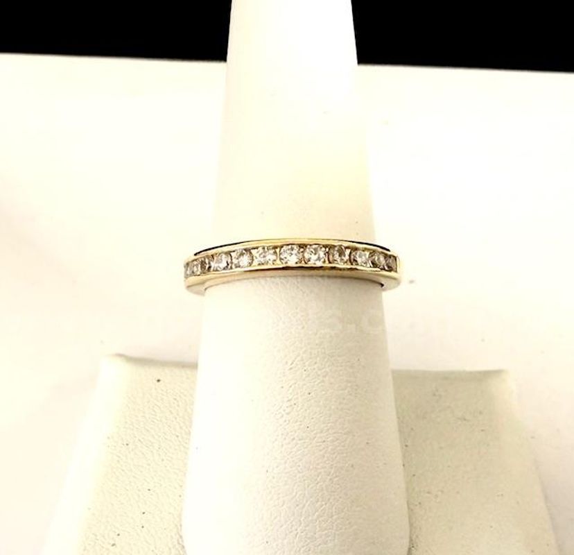 Stunning, Size 8 1/2, 24k Gold, CZ Wedding Band/Ring