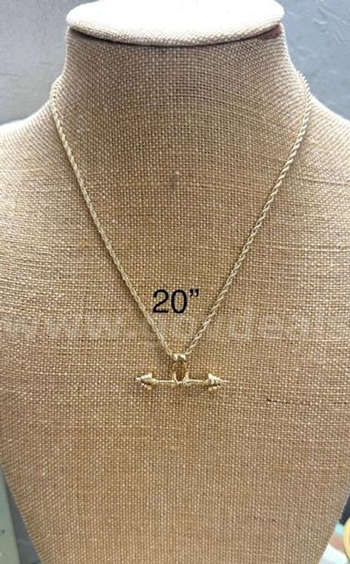 Beautiful, 2MM, 20", Real 24k Gold Filled, Rope Chain Necklace W/Weightlifters Pendant