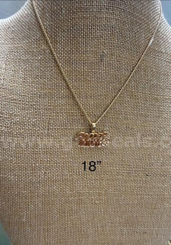 18 Inch, Cuban Link Necklace, W/Soccer Mom Pendant, Real 24k Gold Plated