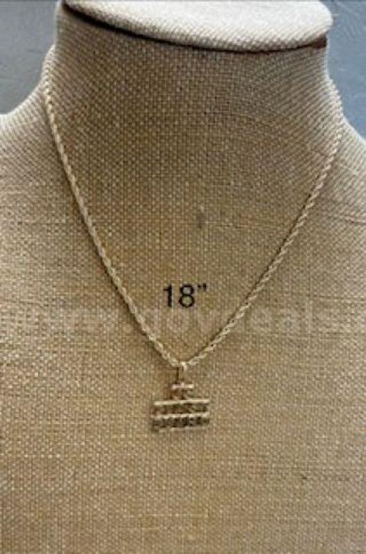Beautiful, 2MM, 18", Rope Chain Necklace, W/ "US Coast Guard Pendant" 24K Real Gold Filled