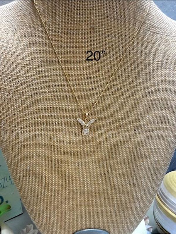 Beautiful, CZ Angel Pendant W/20" Beaded Necklace, Real 24k Gold Filled