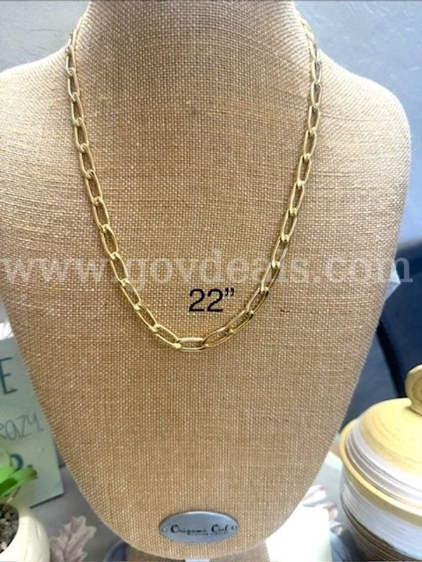 Beautiful, 22", Paper Clip Link Necklace, Real 24k Gold Filled