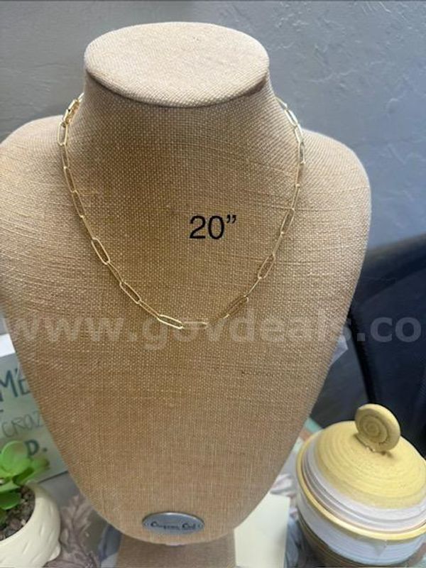 Beautiful, 20", Paper Clip Link Women’s Necklace, Real 24k Gold Plated