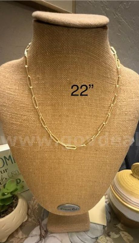 Beautiful, 22", Paper Clip Link Women’s Necklace, Real 24k Gold Plated