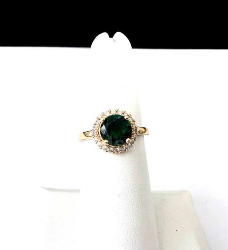 Gorgeous, Size 5 1/2, CZ Emerald, Ladies Ring, Real 24k Gold Filled